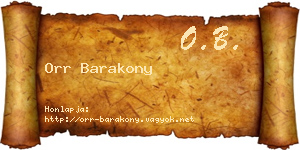 Orr Barakony névjegykártya